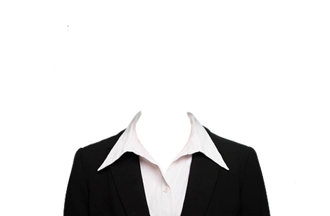 黑西装白衬衣领子外翻的女性证件照模板