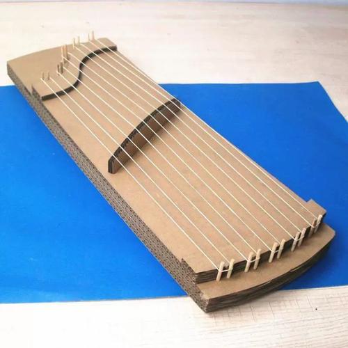 玩变废为宝成品手工音乐古筝制作教具废物利用幼儿园环保纸板