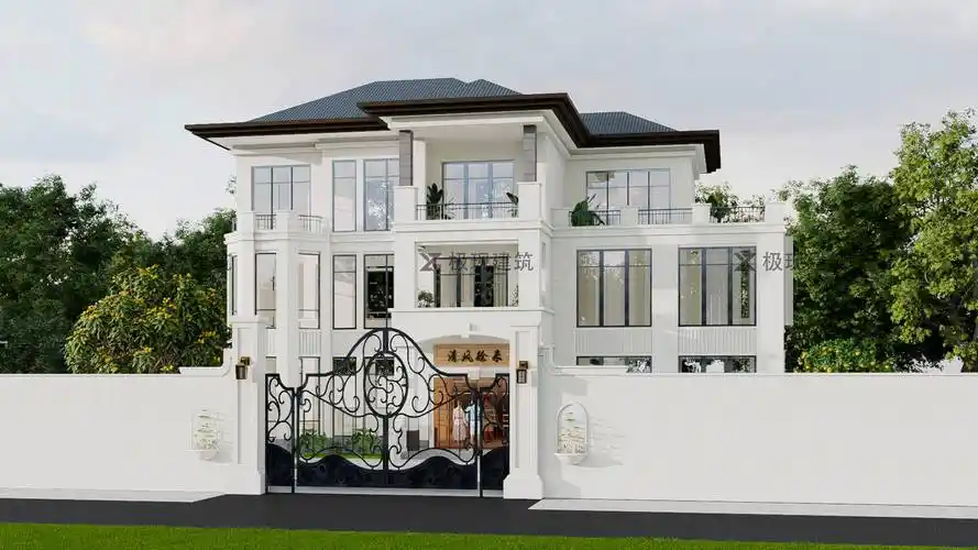 河南周口丨三层欧式风格自建别墅,尺寸:20.4m×11.1m_建筑_套房_项目
