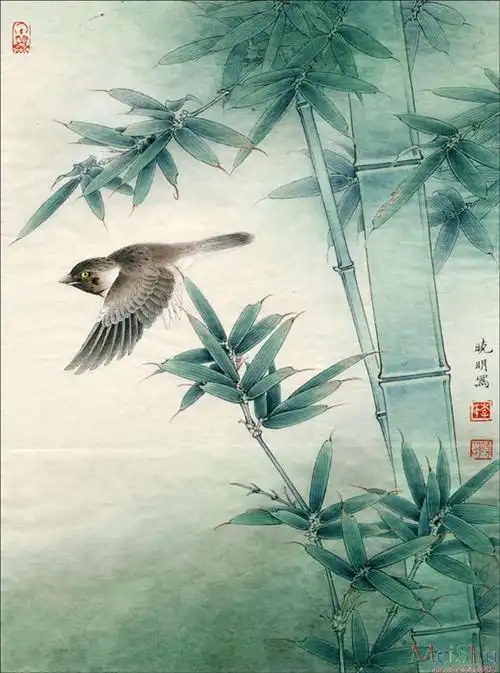 欣赏级jxd5260351近现代国画高仿李晓明国画工笔画立轴30x405竹子翠竹