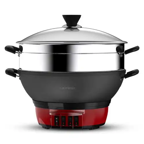 利仁多功能电热家用铸铁大功率不锈钢蒸锅煮锅炒锅电热火锅