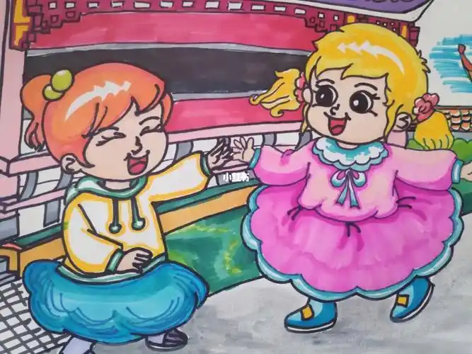 儿童画:森林音乐会90海军的简笔画步骤弹吉他唱歌的男孩简笔画