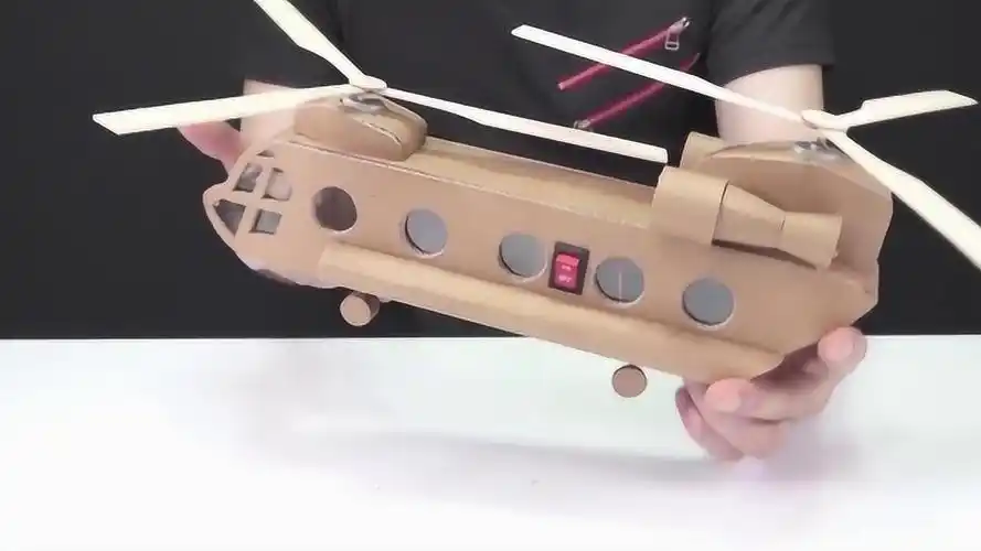创意手工diy硬纸板手工diy制作直升机运输机模型