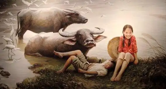 【油画】李自健《姐弟情深》