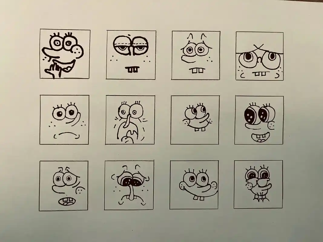 挑战海绵宝宝表情包.#简笔画 #一起学画画 #临摹 #手绘  - 抖音