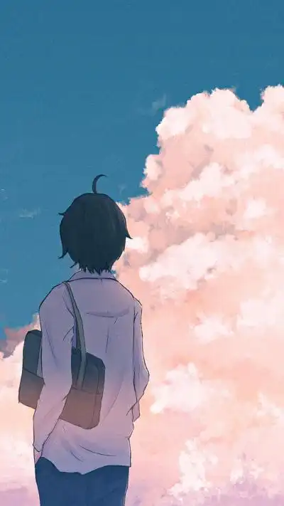 动漫男孩背影一人一半情侣图