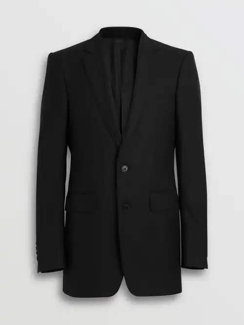 黑色 经典剪裁羊毛斜纹西装 产品图片31