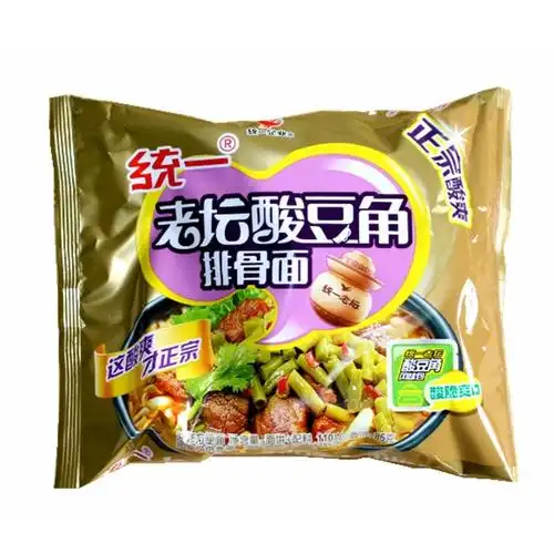 统一老坛酸豆角排骨面24袋整箱方便面休闲夜宵方便食品泡煮面条6袋