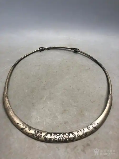 福字老银项圈e0098