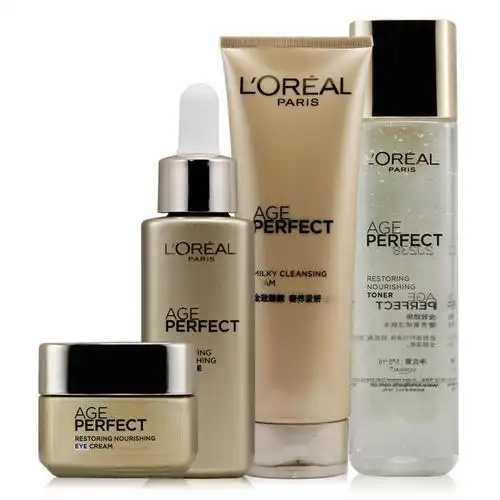 欧莱雅 金致臻颜奢养紧妍4件套装洁面乳 水 眼霜 精华液 抗皱-化妆