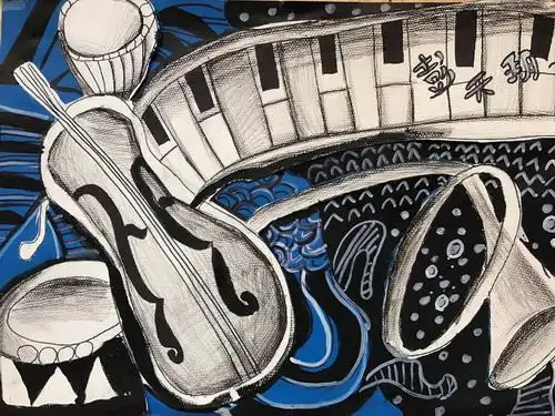 少儿书画作品-音乐畅想/儿童书画作品音乐畅想欣赏_中国少儿美术教育