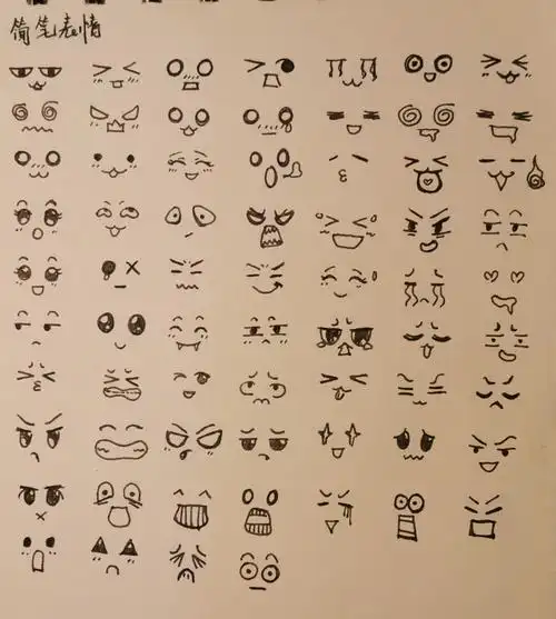 手绘q版简笔画表情 颜文字简单表情颜文字3 手帐简笔画几百种可爱的