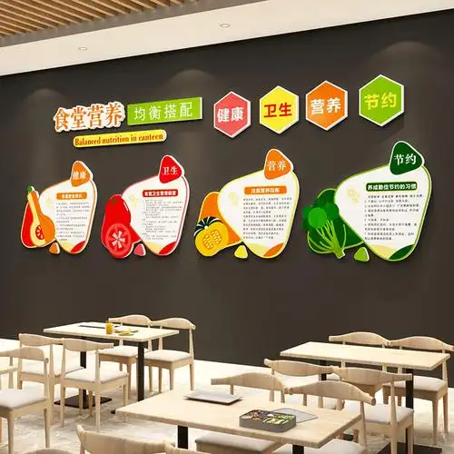 食堂文化墙贴纸画节约粮食标语员工装饰品饭店餐饮厅背景墙面布置