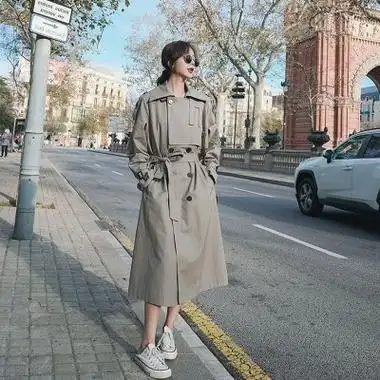 2021秋冬新款韩版风衣女中长款宽松英伦风气质流行小个子大衣外套