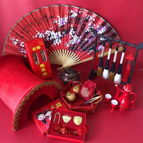 中式婚礼道具婚庆用品火盆马鞍弓秤婚书书中节庆布艺用品