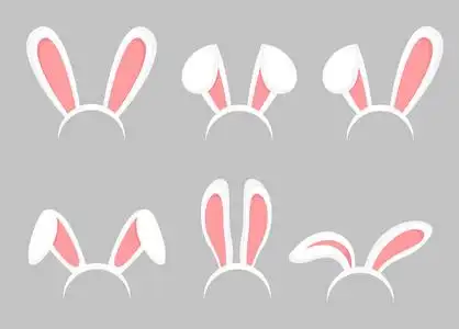 平的兔子矢量插画集复活节兔子卡通耳朵.