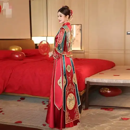 中式婚礼服结婚龙凤褂嫁衣汉服秀禾服重工新娘服敬酒服2021年新款