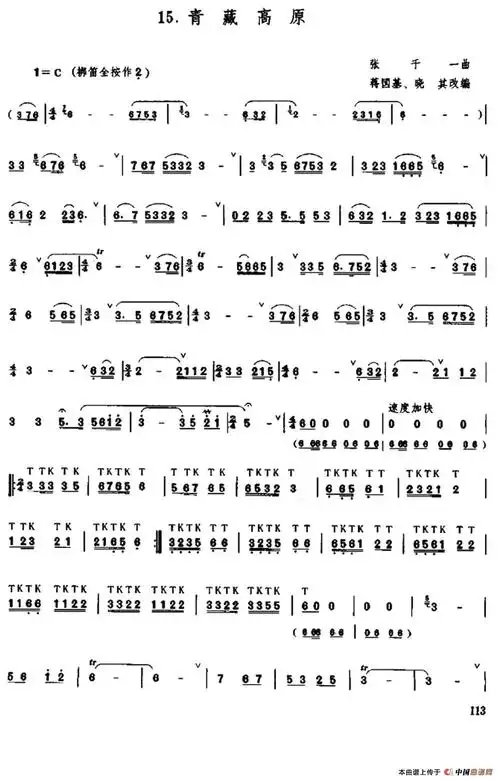 青藏高原笛箫谱青藏高原笛箫谱1c版