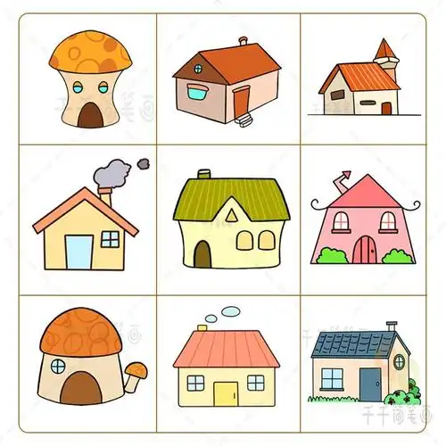 正方形卡通房子简笔画
