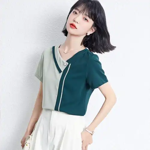 女士短袖上海衬衫图片