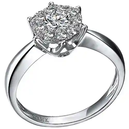 蔻奢蒂cotti&co1克拉钻戒钻石女戒指白金结婚专柜 群镶戒指裸钻 f-g