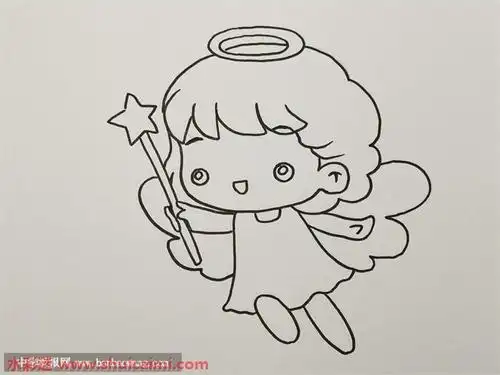 带翅膀小天使简笔画的画法步骤图解