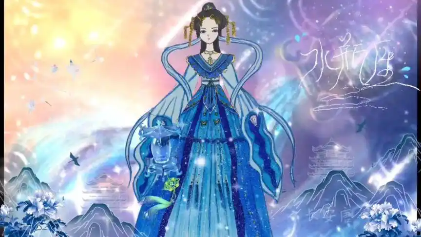 复古国风汉服美少女插画 十二星座系列设计之水瓶座 #长安唐一一