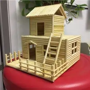 纯手工制作房子成品一次性筷子工艺品创意摆件diy小二楼模型礼.