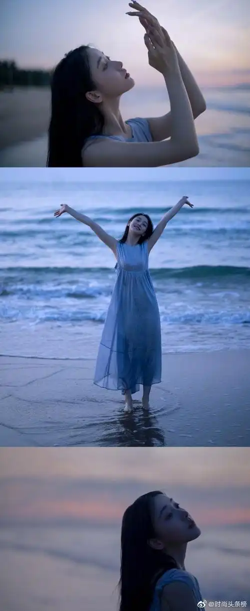 姜贞羽跟大海一起看日出##姜贞羽海边氛围感大片