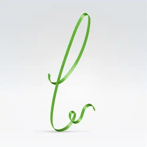 薄绿缎丝带字样,薄绿缎丝带字样小写的 l 字母悬在浅色背景