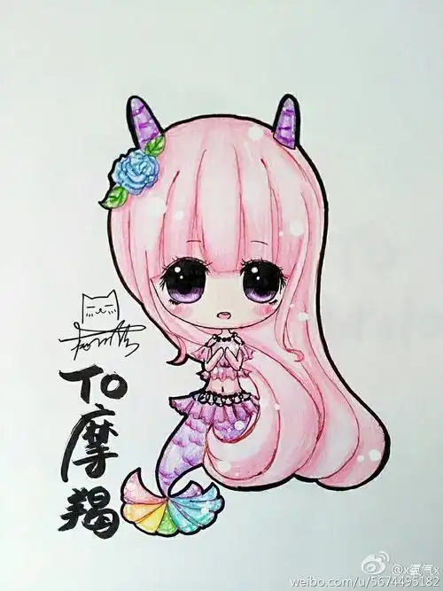 12星座卡通少女简笔画摩羯座