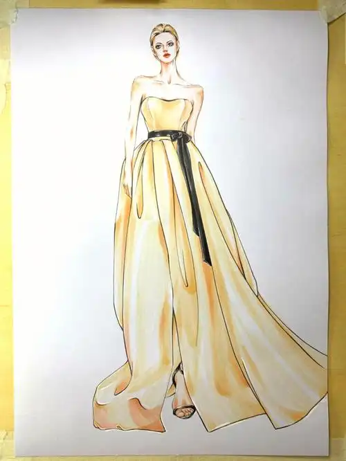 礼服表现时装画步骤图秀场图