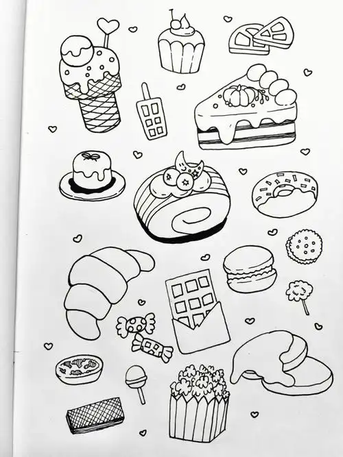 7100挑战100张简笔画素材甜品篇