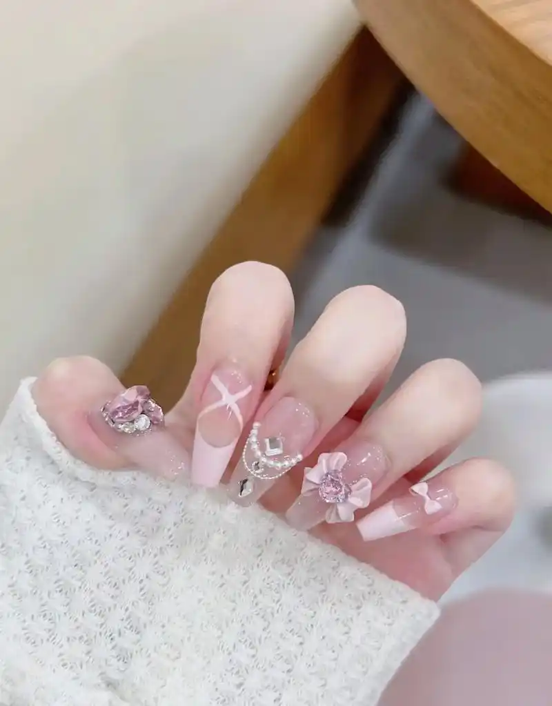 夏日高级冰透透色钻石美甲婚甲新娘甲仙女款.#超好看的美甲 # - 抖音