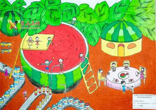 三等奖科幻画获奖作品《营口市苗斯涵-西瓜工厂》