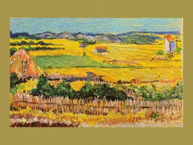 油画棒梵高麦田收获景象