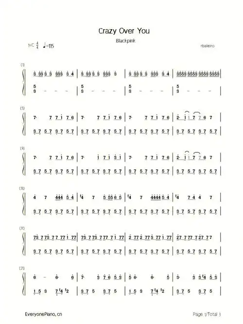 crazyoveryou钢琴简谱