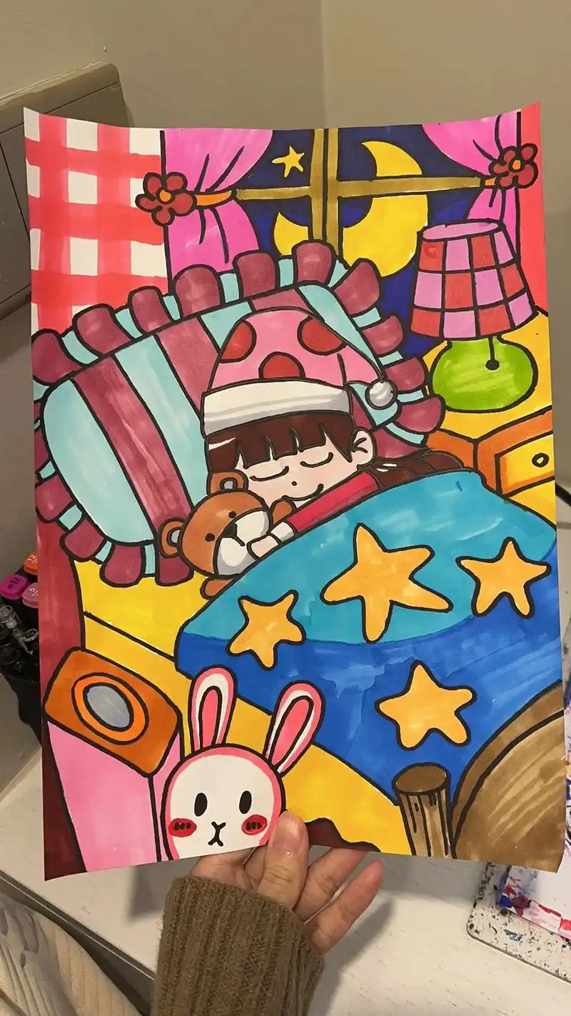 儿童创意美术 儿童画 少儿美术《美梦成真.#创意美术 #儿童 - 抖音