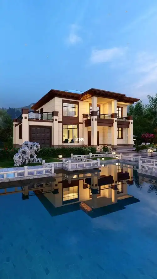 自叫中式二层别墅新中式自建房新中式别墅壁纸二层新中式别墅新中式