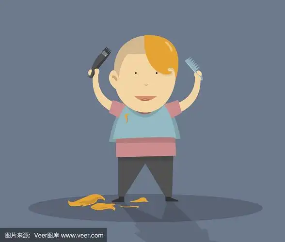 男人理发自己可爱的艺术插画向量