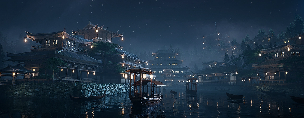 夜景古城|三维|场景|无数光年 - 临摹作品 - 站酷 (zcool)