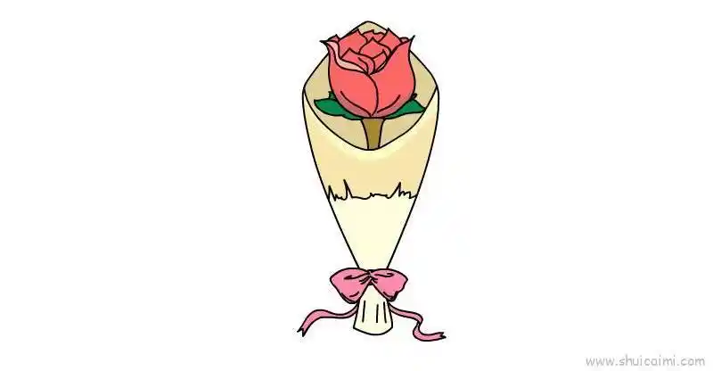 一束玫瑰花简笔画画法图解