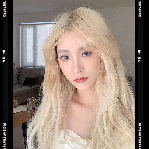 lisa同款浅白金色假发长发长卷卷发lolita新式日常整顶假发