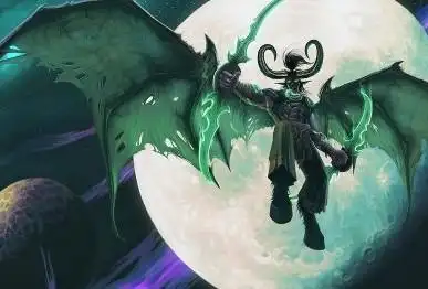 恶魔猎手尤迪安在夜空中,背后是月亮的图片