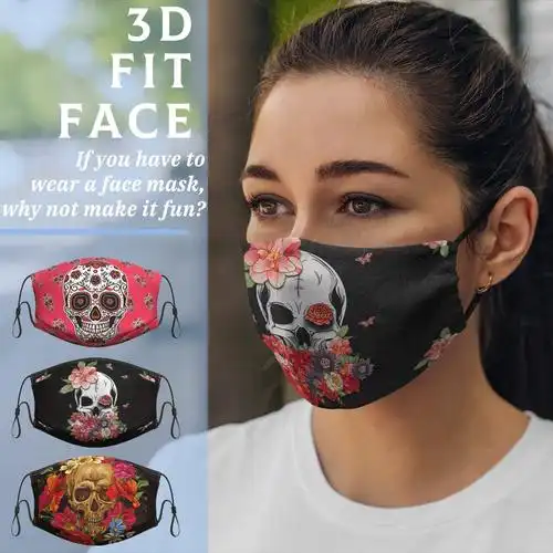 布面罩 | 面罩可水洗 | 3 件装可调节耳环可水洗可重复使用面罩