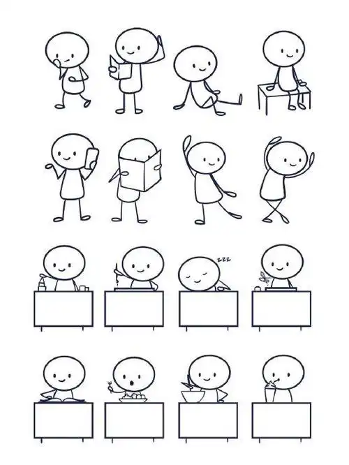 小人日常简笔画,适合每一个可爱的你们!