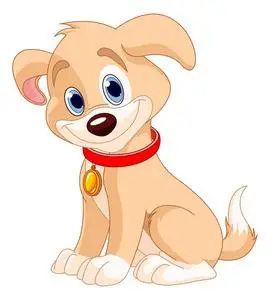 小狗与猫卡通狗摇它的尾巴可爱小狗卡通表情猫和小狗在工作室可爱的