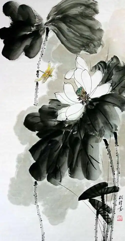 赏析国画荷花书法字画手绘真迹书画作品可以挂画客厅装饰画水墨画字画