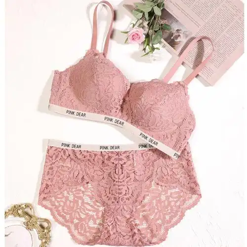 2020新款chic法式复古性感蕾丝印花聚拢无钢圈文胸套装bra 内衣女