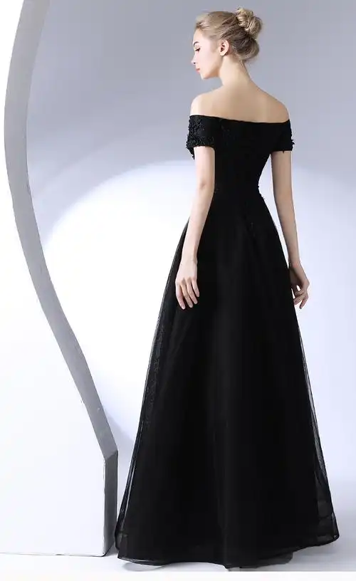 黑色晚礼服2020新款宴会主持人礼服裙长款气质晚宴连衣裙女王气场